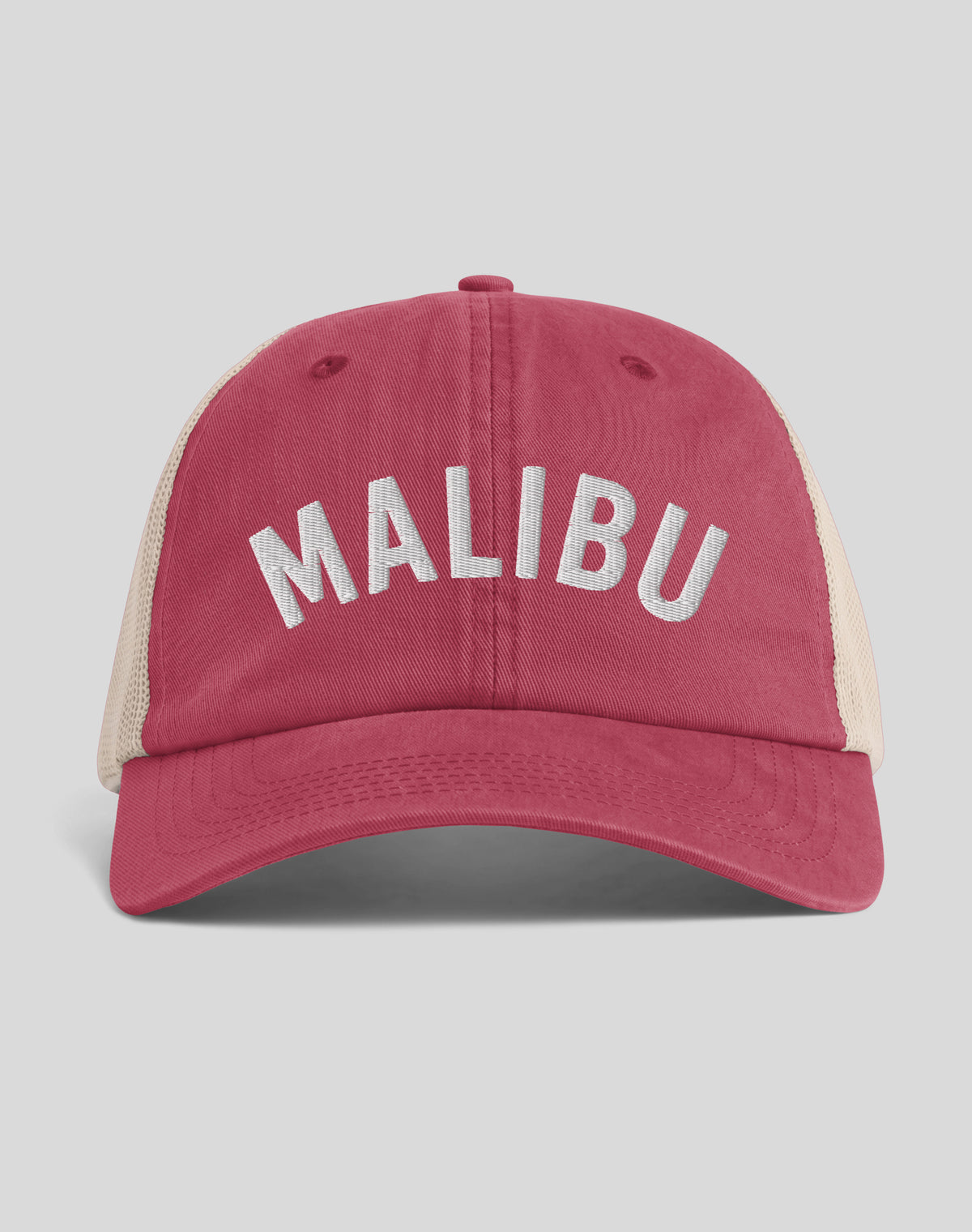 Vintage Malibu Sunwashed Trucker Hat | Crimson/Tan