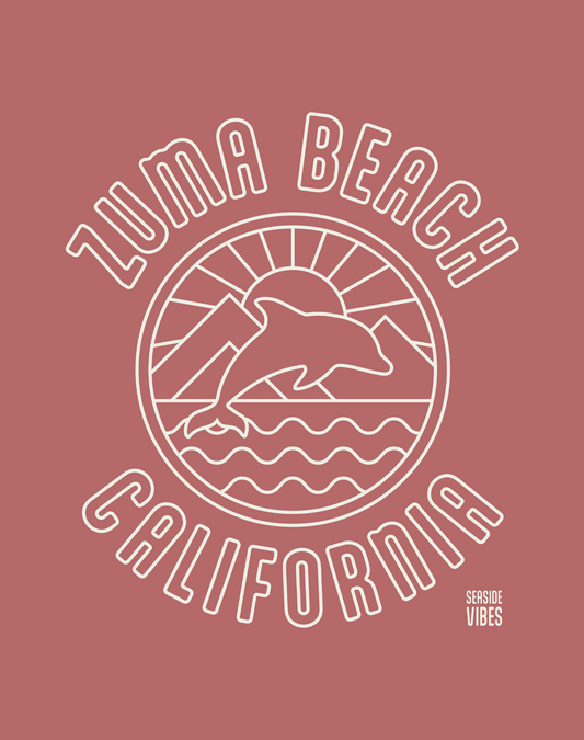 Zuma Beach Dolphin Sunrise Tee - Cotton Blend | Heather Mauve
