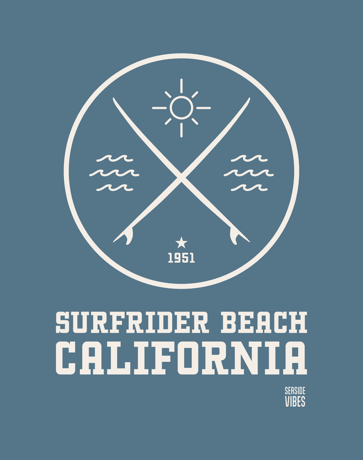 V-Neck: Surfrider Beach Surf Tee - Heather Slate