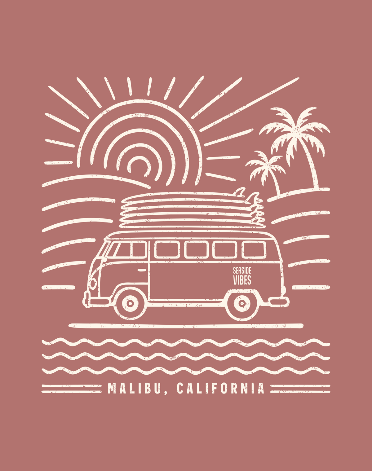 V-Neck: Malibu Endless Summer Tee | Heather Mauve