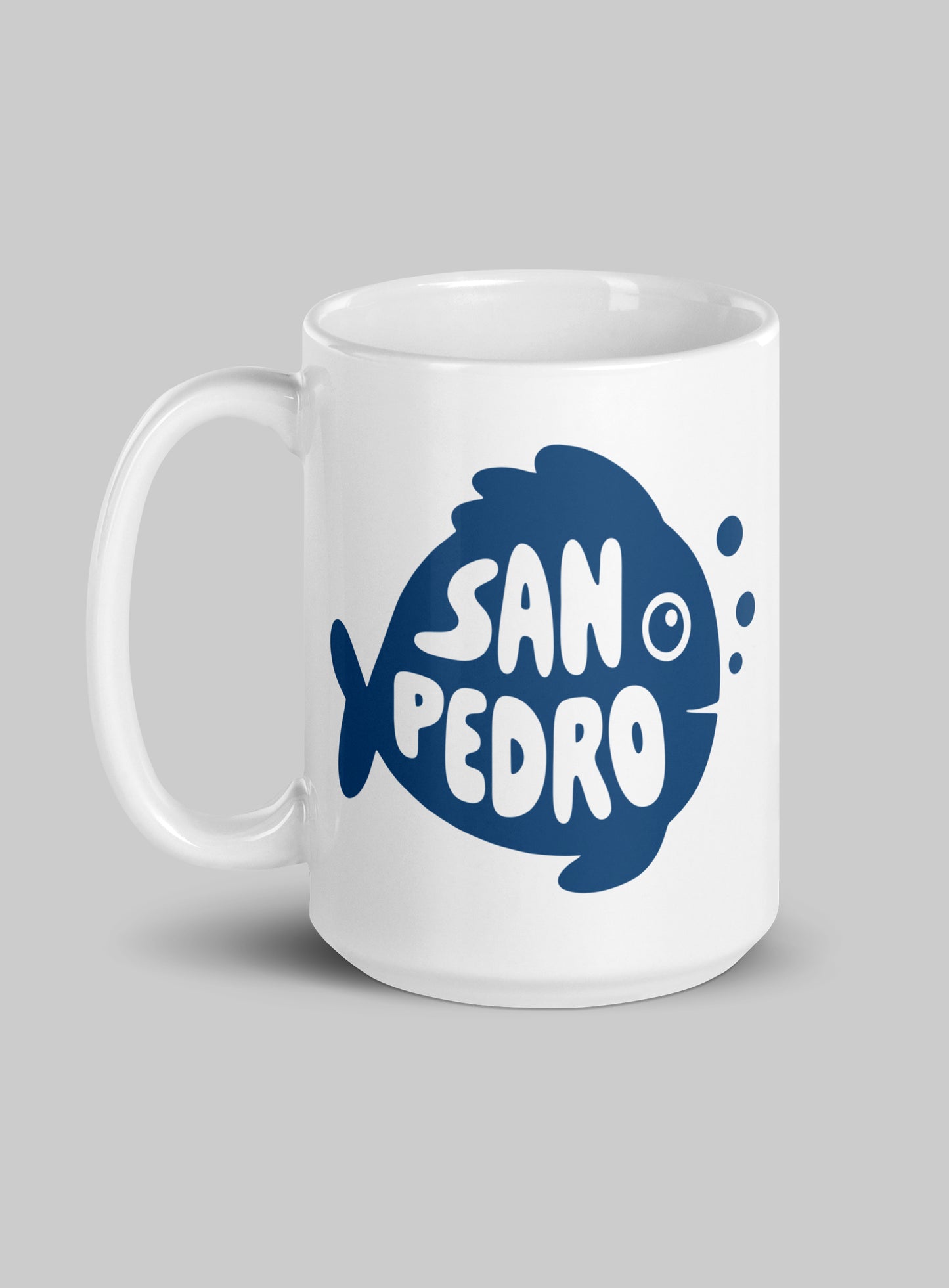 Collectible San Pedro Flounder White Glossy Ceramic Mug - 15 oz