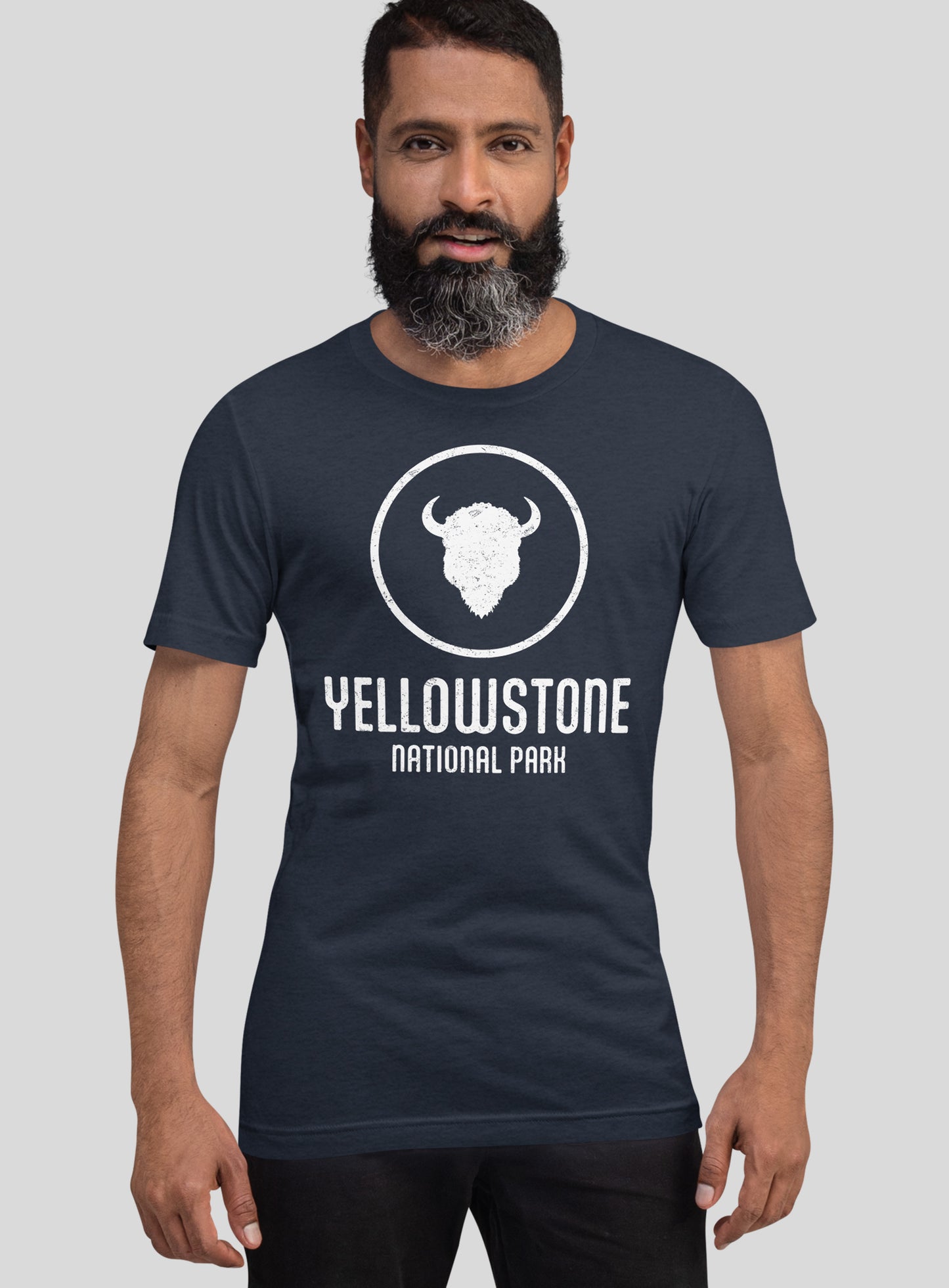 Unisex: Yellowstone National Park Tee - Heather Navy
