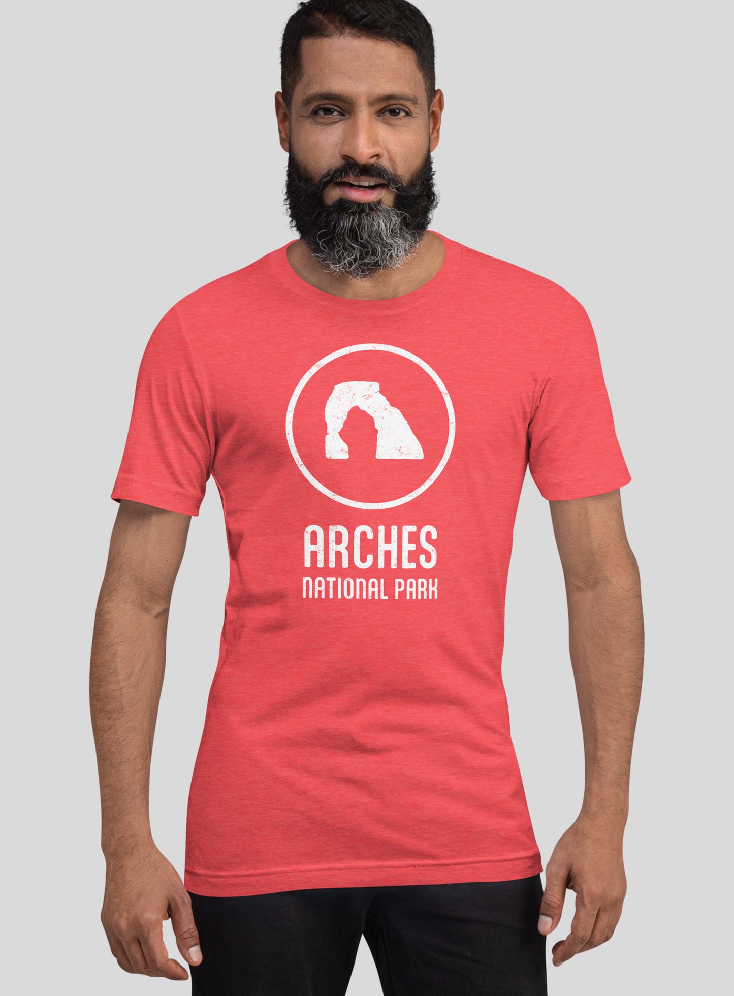 Unisex: Arches National Park Tee - Heather Red