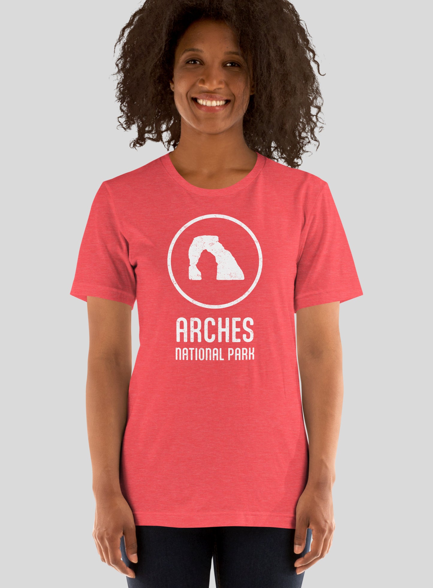 Unisex: Arches National Park Tee - Heather Red