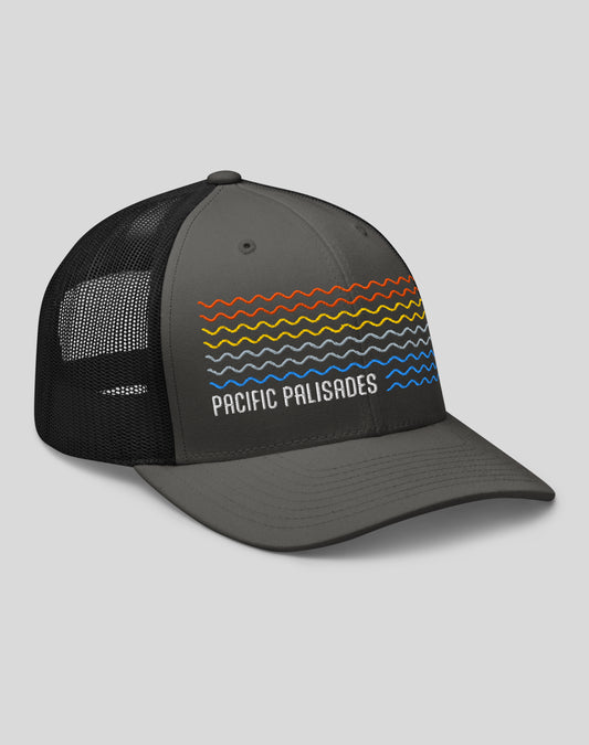 Pacific Palisades Sunset Waves Trucker Hat - Charcoal/Black