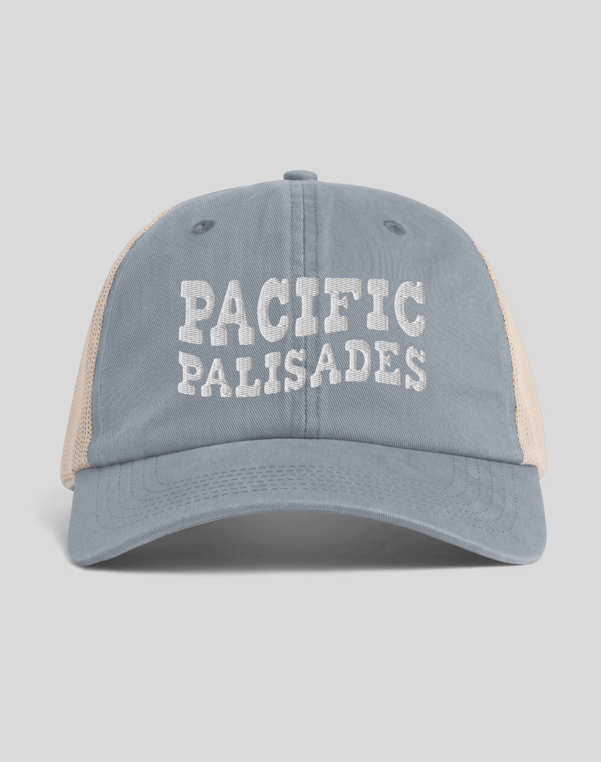 Pacific Palisades Vibes Sunwashed Trucker Hat | Granite/Tan