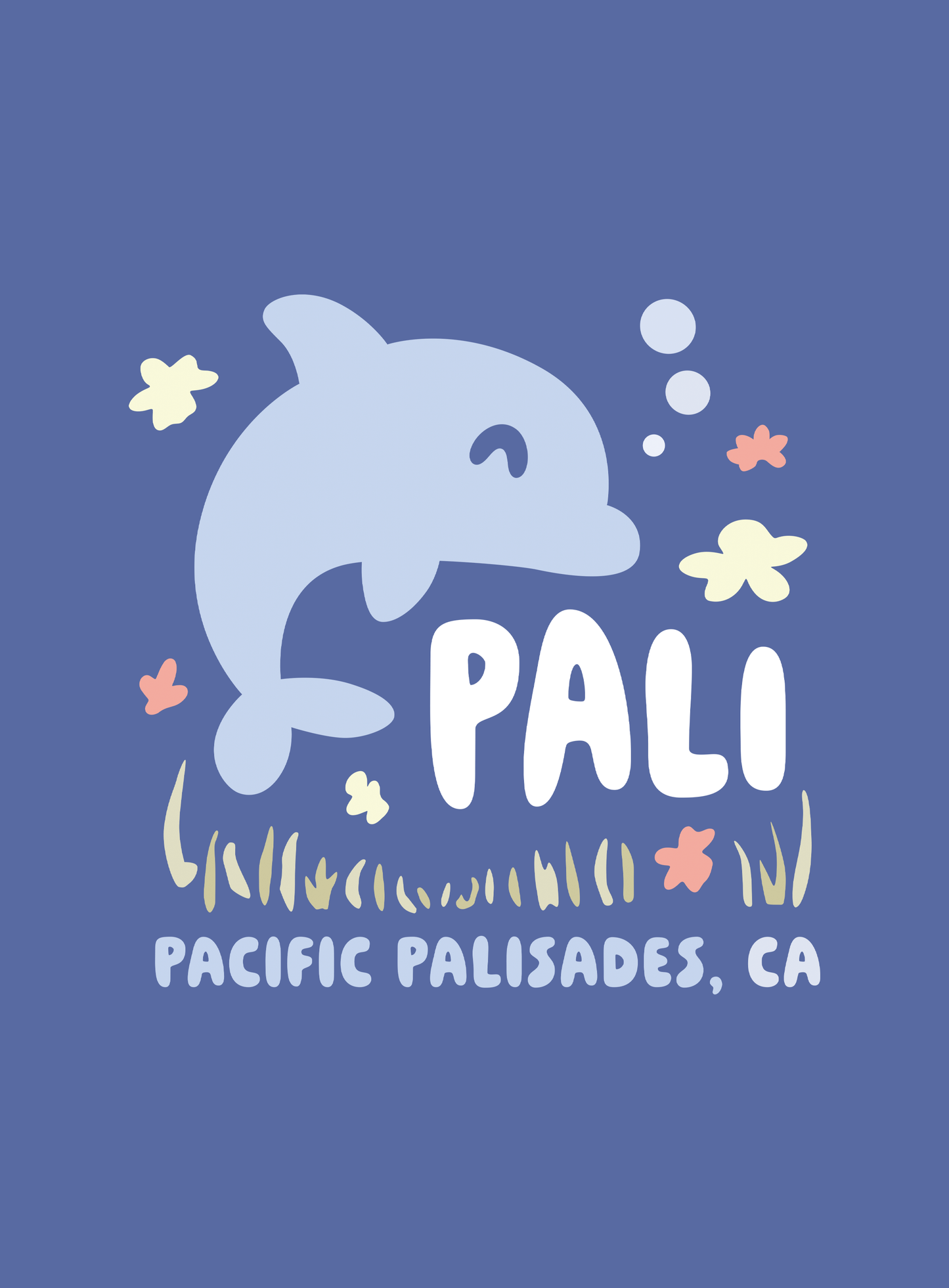 Unisex: Pacific Palisades Happy Dolphin Tee - Heather True Royal
