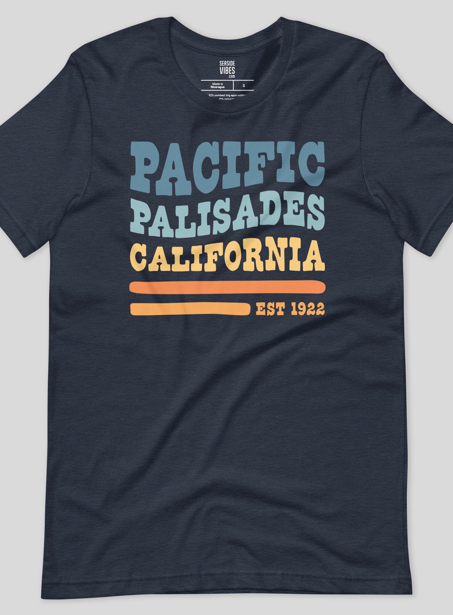 Unisex: Pacific Palisades Waves Tee - Heather Navy