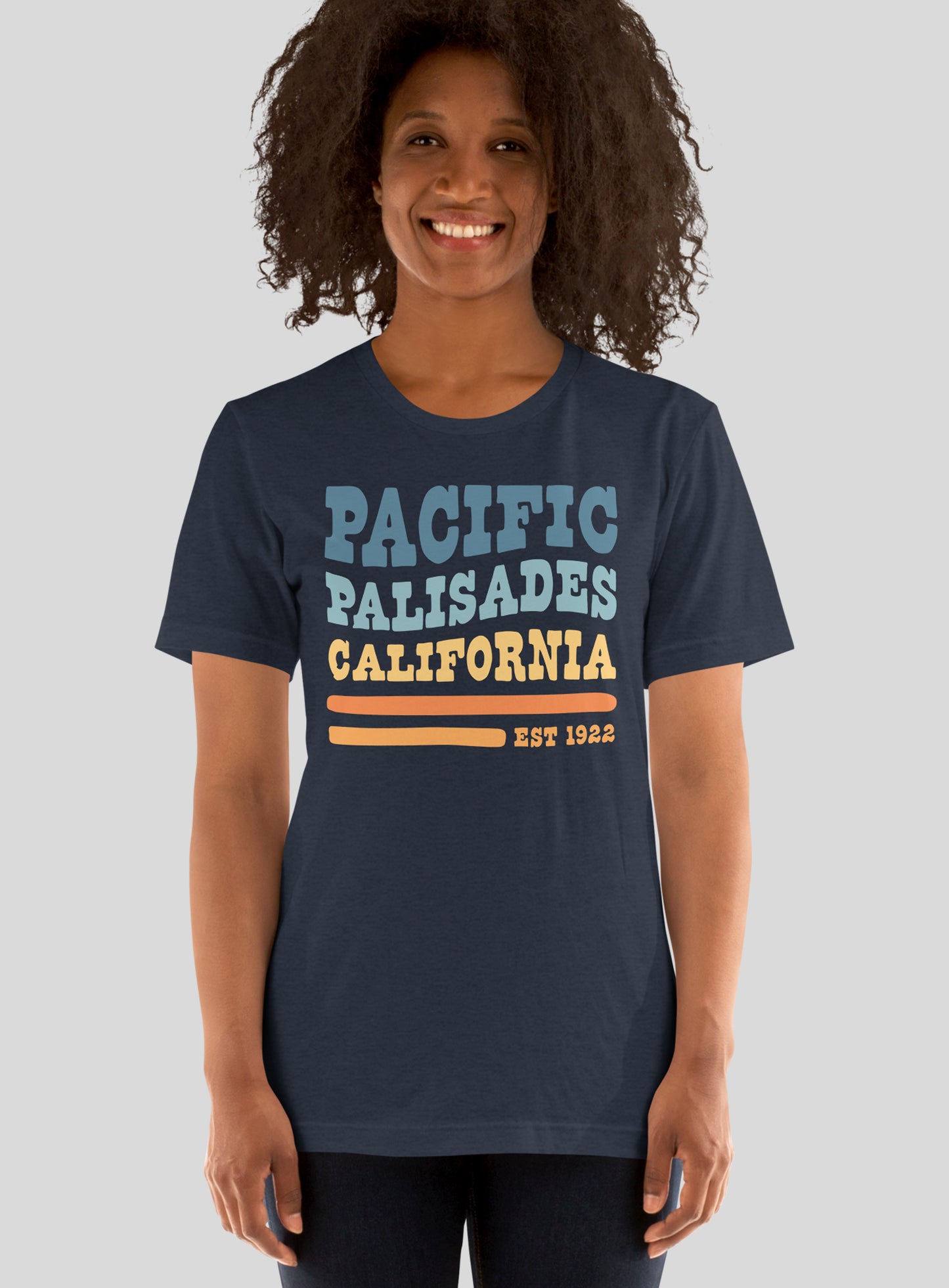 Unisex: Pacific Palisades Waves Tee - Heather Navy