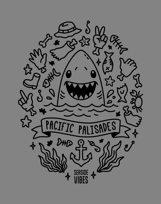 Pacific Palisades Shark Attack! Tee - Cotton Blend | Dark Heather Gray
