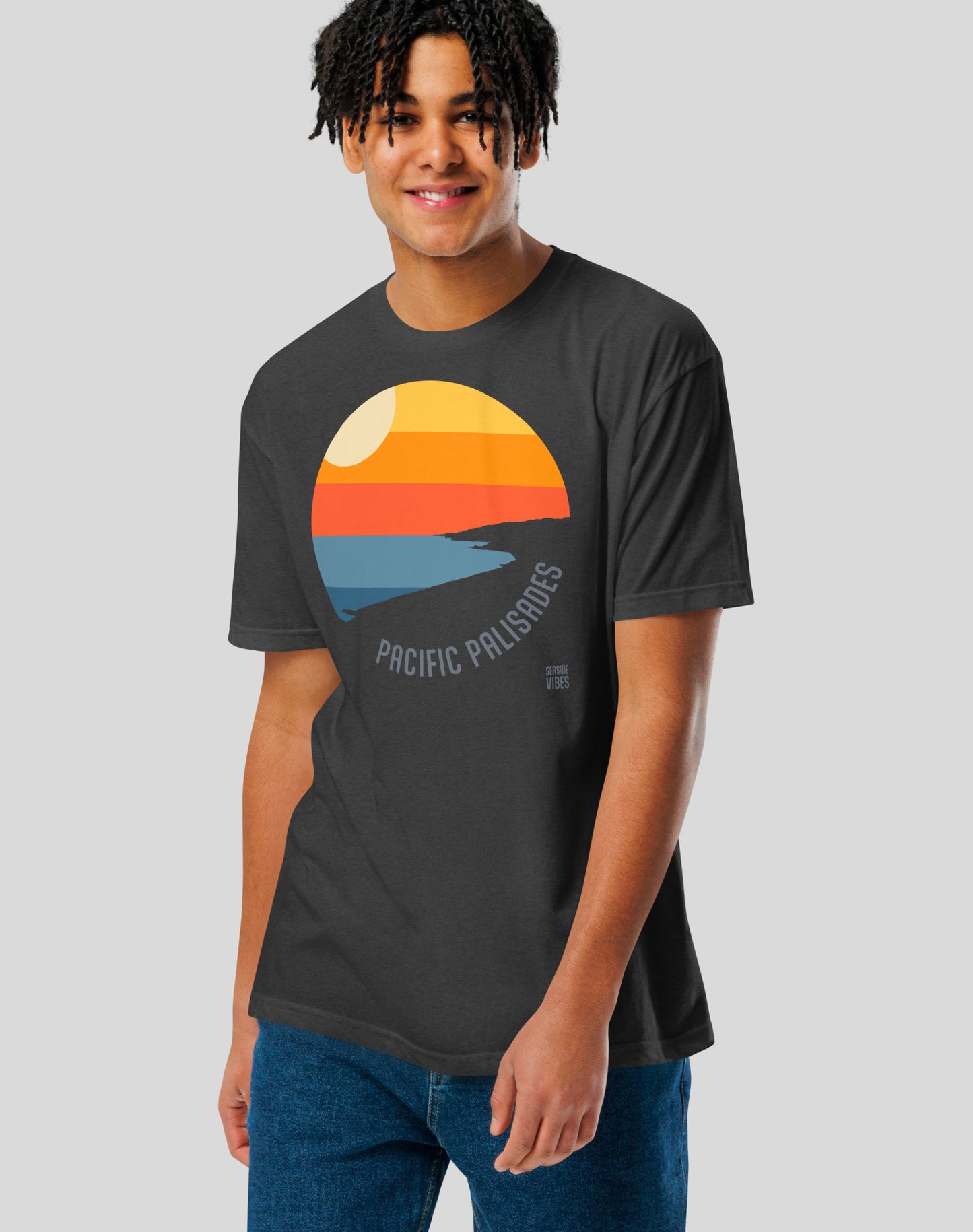 Pacific Palisades Sunset Tee - Cotton Blend | Charcoal