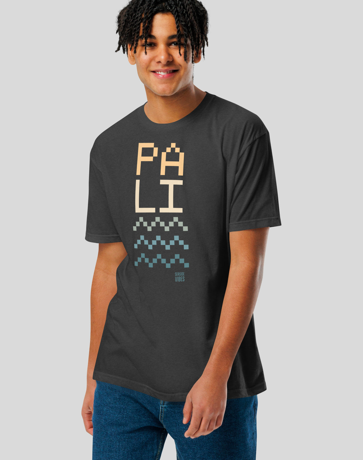 Pacific Palisades Pali Pixel Tee - Cotton Blend | Charcoal