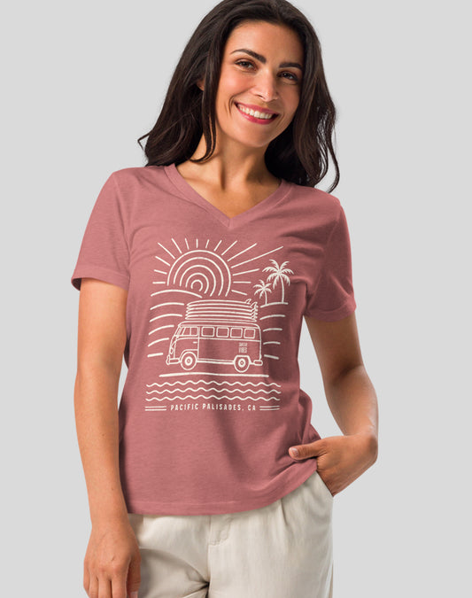 V-Neck: Pacific Palisades Endless Summer Tee | Heather Mauve