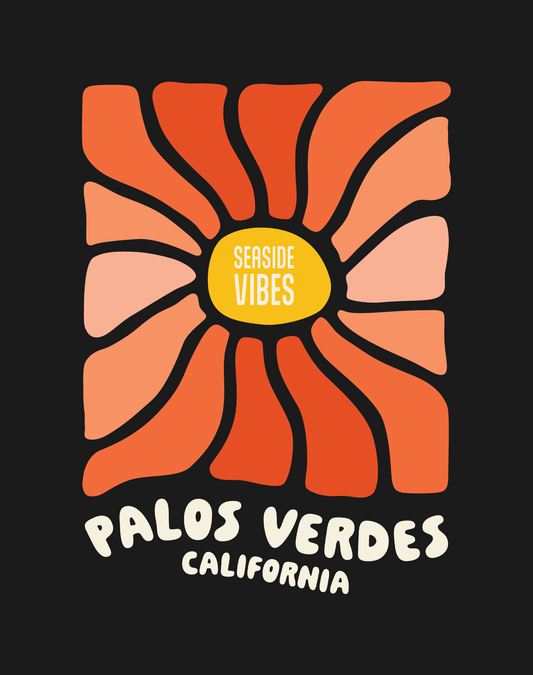 Palos Verdes Wavy Sun Tee - Premium 100% Cotton | Black