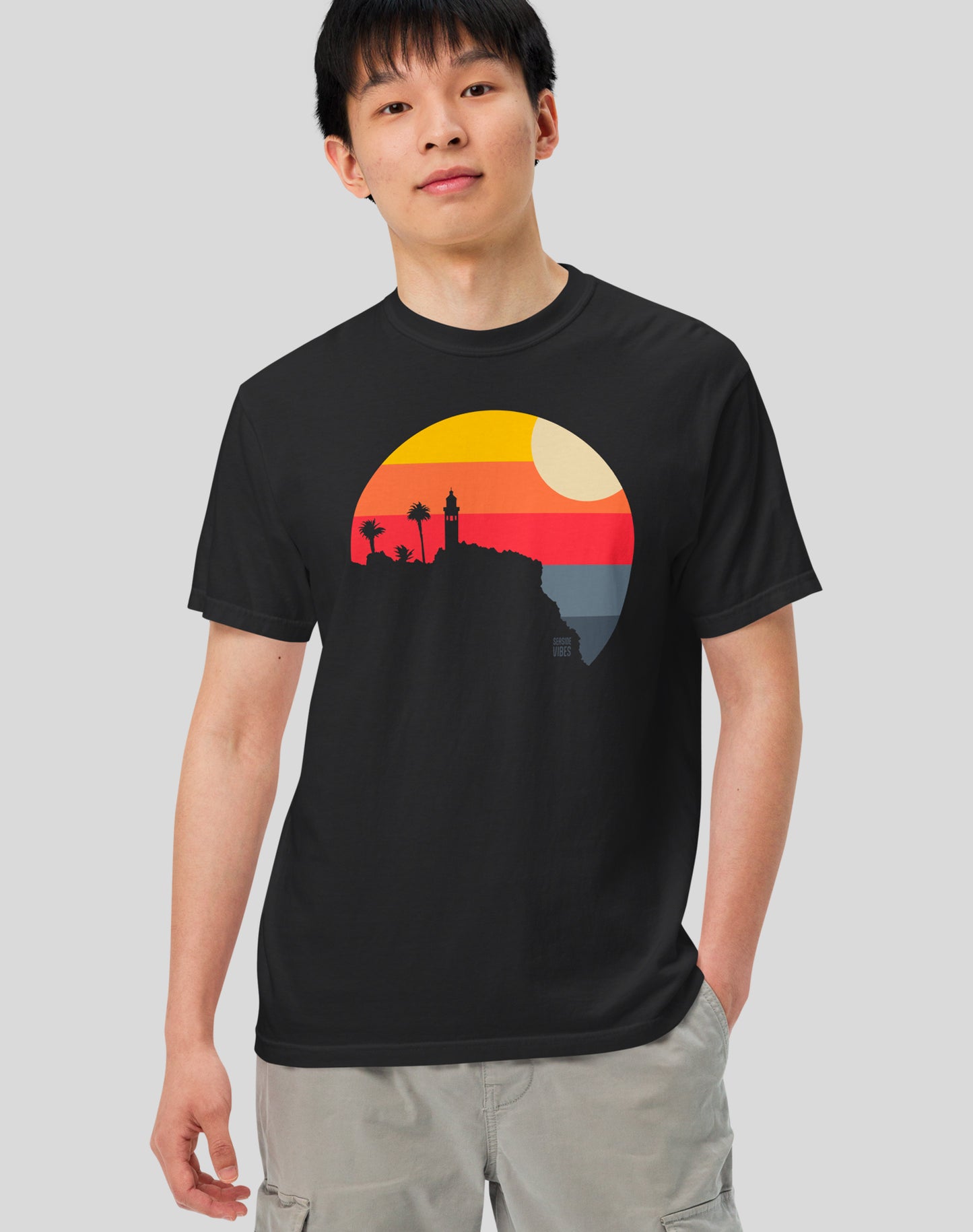 Point Vicente Lighthouse Sunset Tee | Premium 100% Cotton | Black