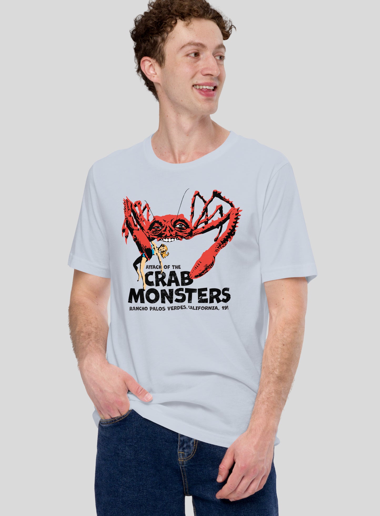Unisex: Attack of the Crab Monsters Tee - Light Blue