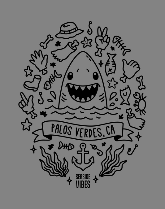 Palos Verdes Shark Attack! Tee - Cotton Blend | Dark Heather Gray