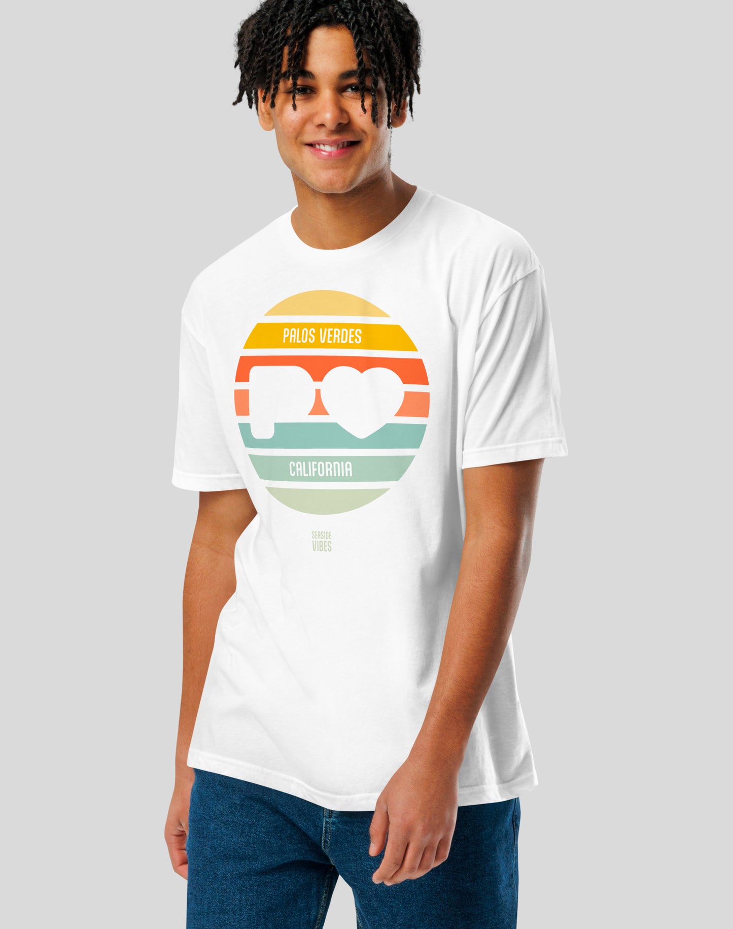 Palos Verdes Sunset Heart Logo Tee - Cotton Blend | White