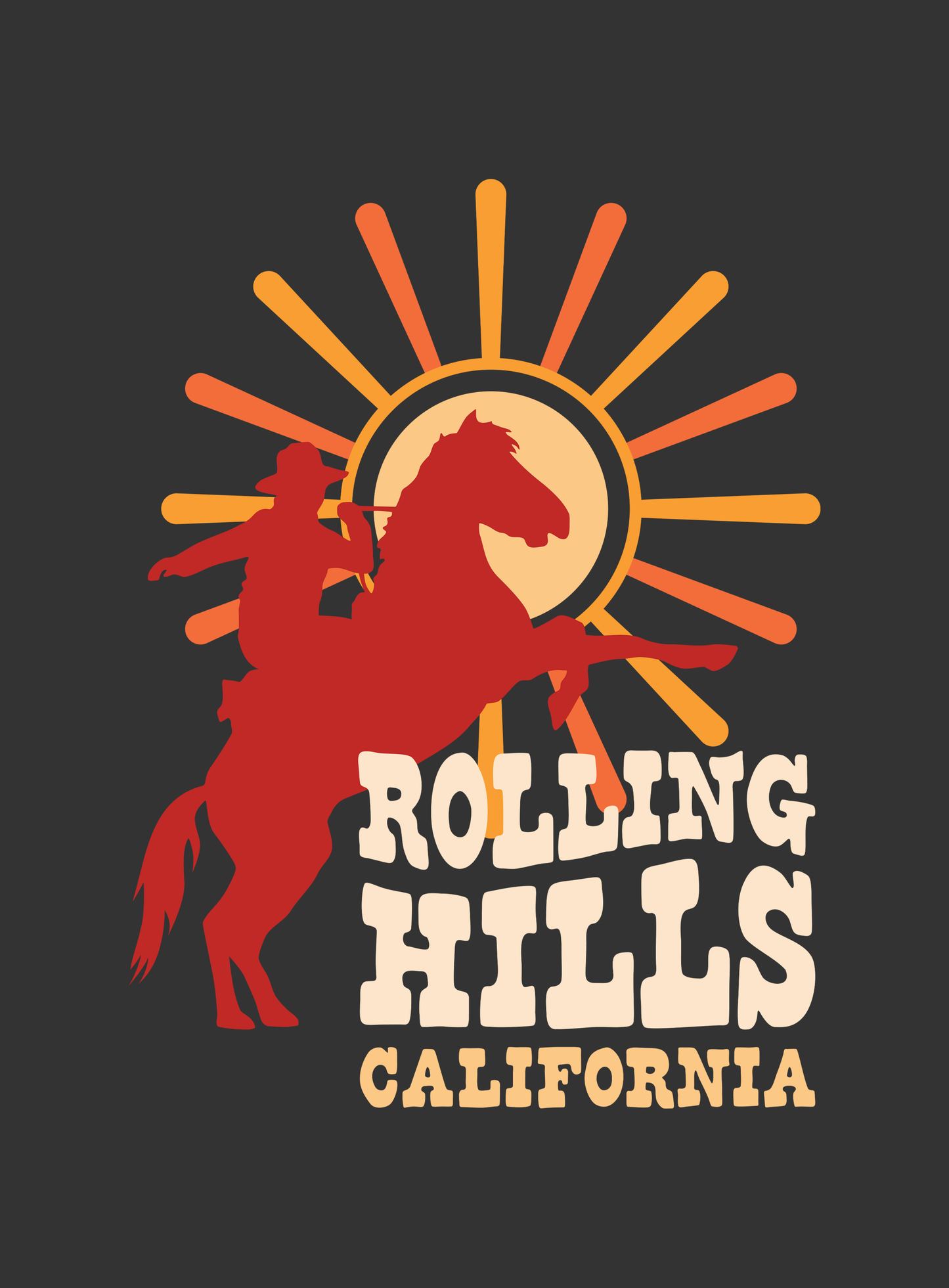 Unisex: Rolling Hills Sunset Rodeo Tee - Dark Grey Heather