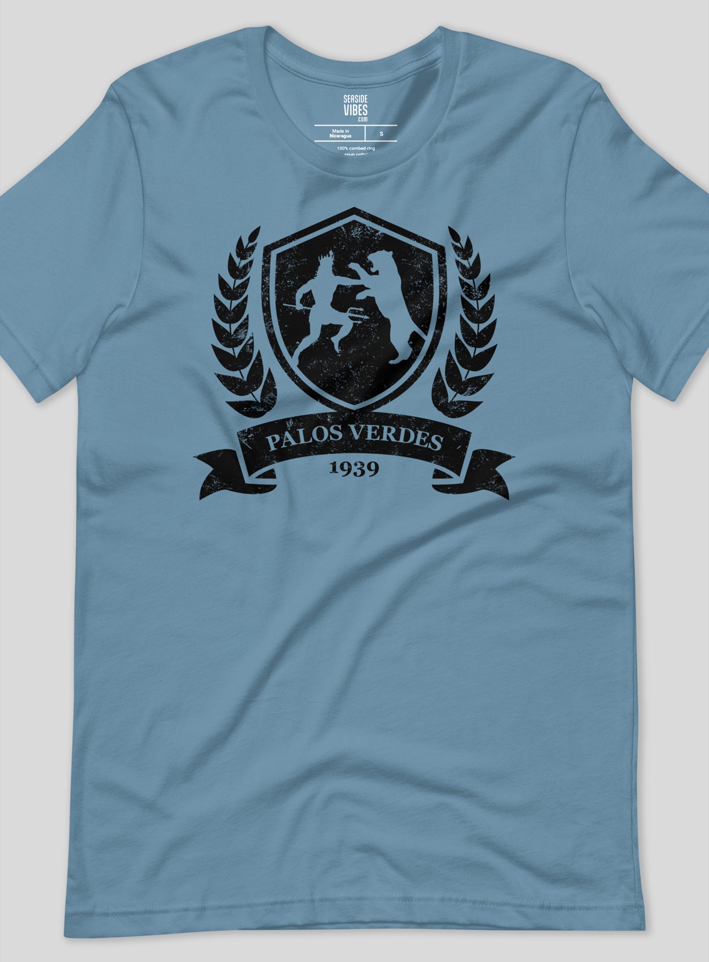 Unisex: Palos Verdes City Crest Tee - Steel Blue