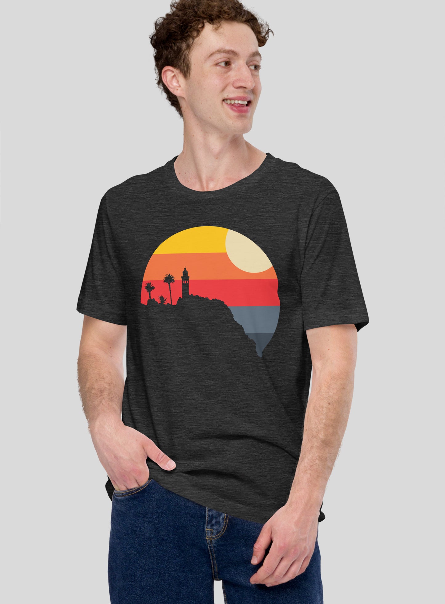 Unisex: Point Vicente Sunset Tee - Dark Grey Heather