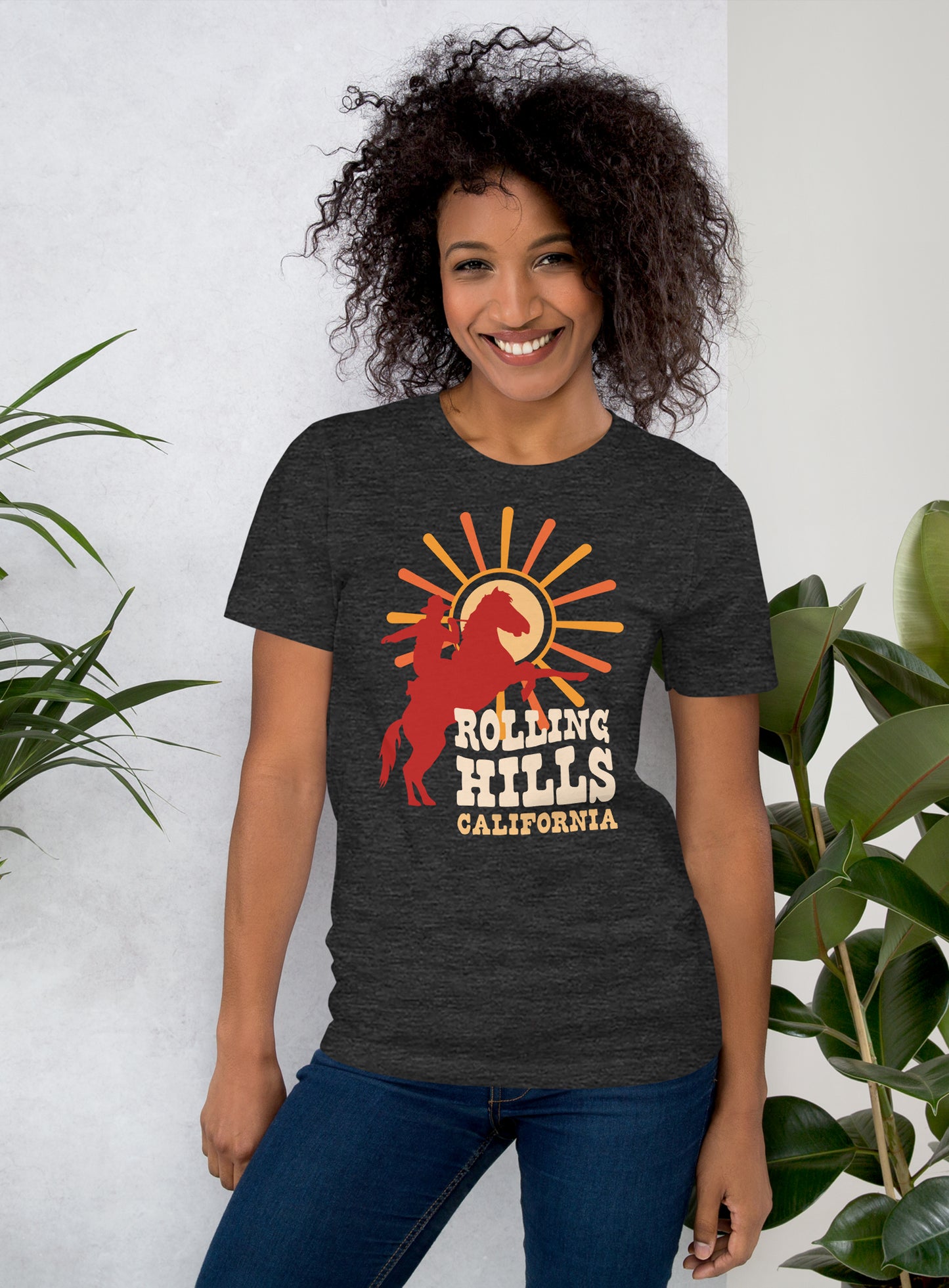 Unisex: Rolling Hills Sunset Rodeo Tee - Dark Grey Heather