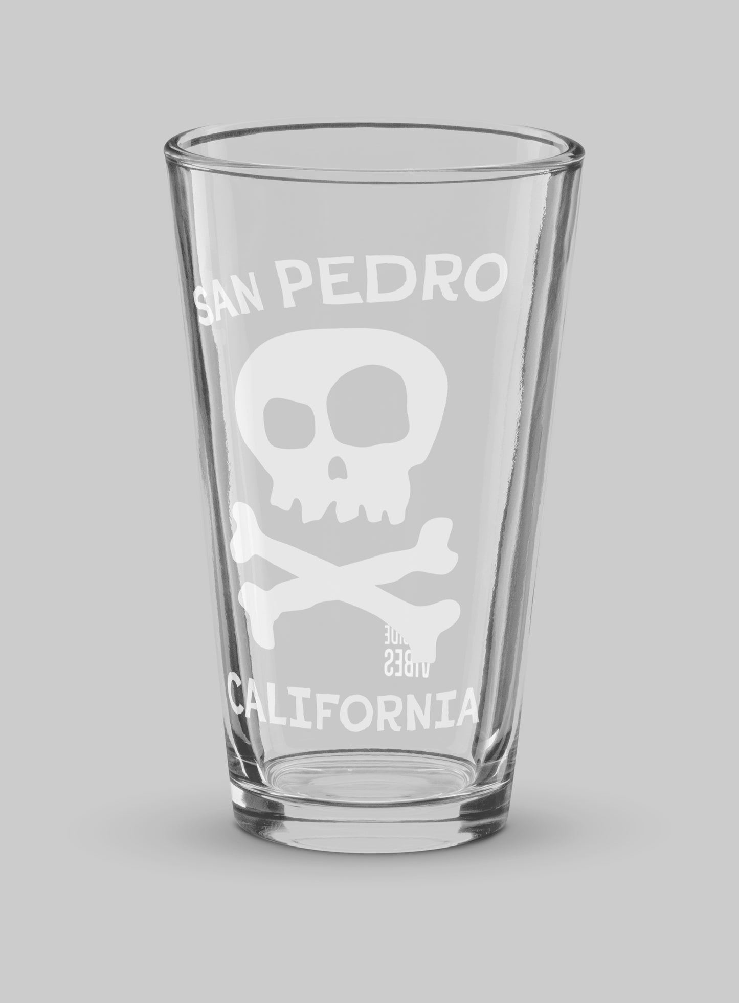Collectible San Pedro Skull and Bones Pint Glass - 16 oz