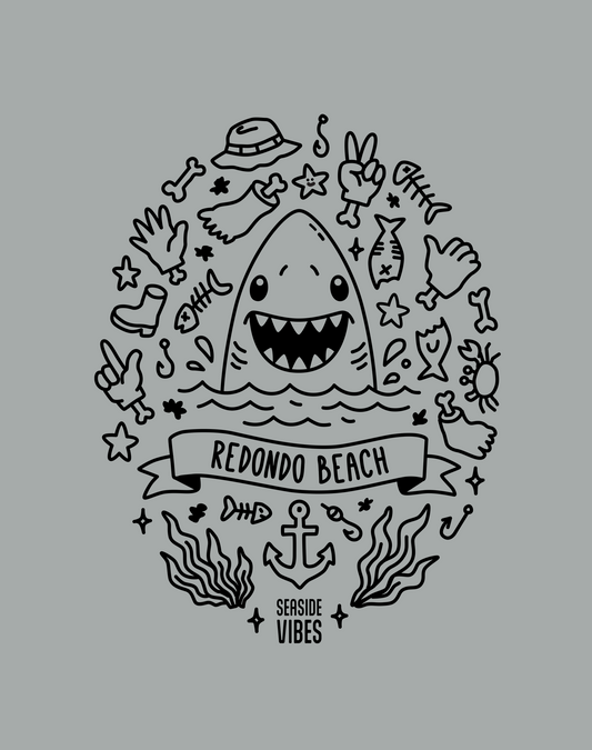 Redondo Beach Shark Attack! Tee - Premium 100% Cotton | Granite