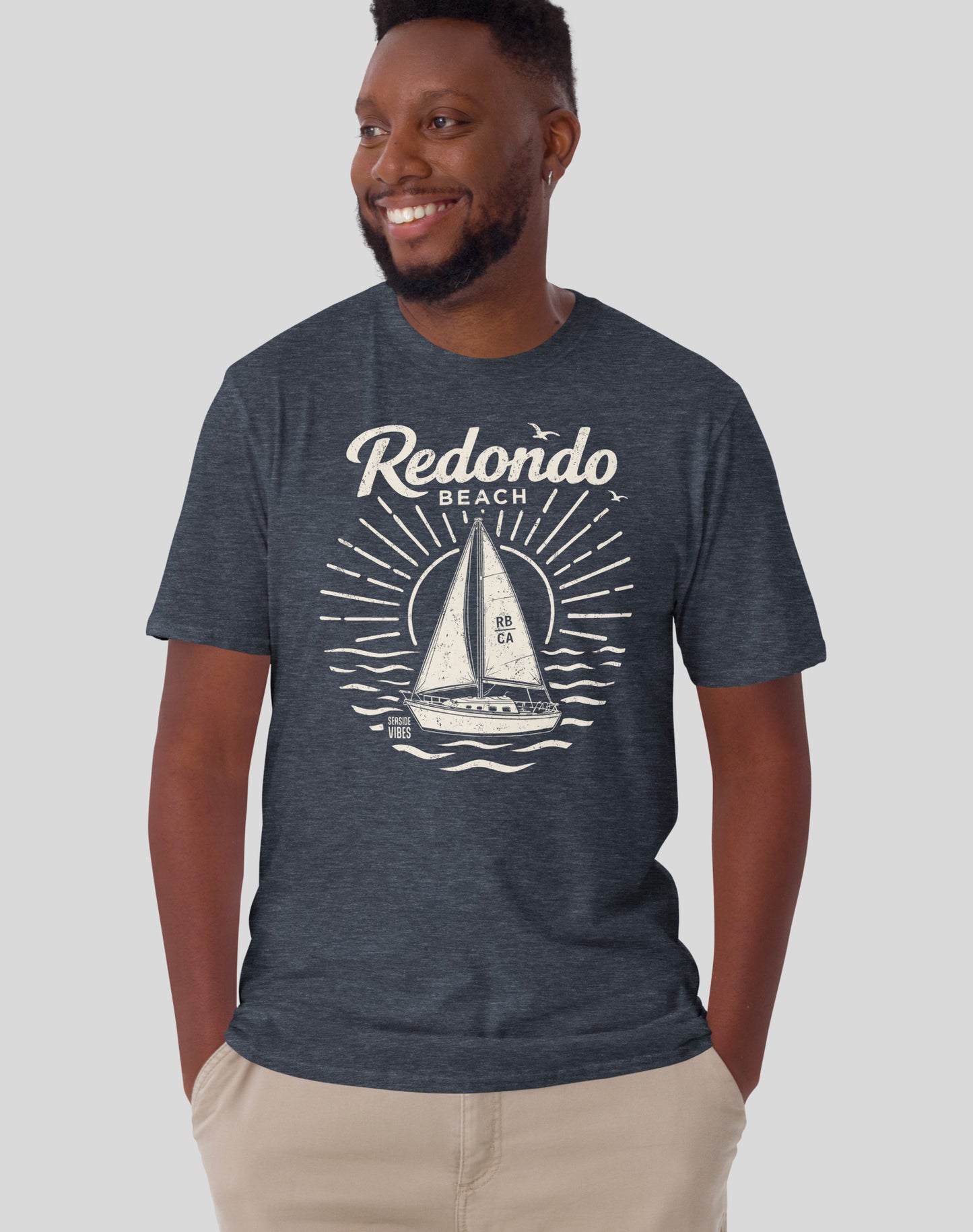 King Harbor Sailboat Tee - Unisex | Heather Navy