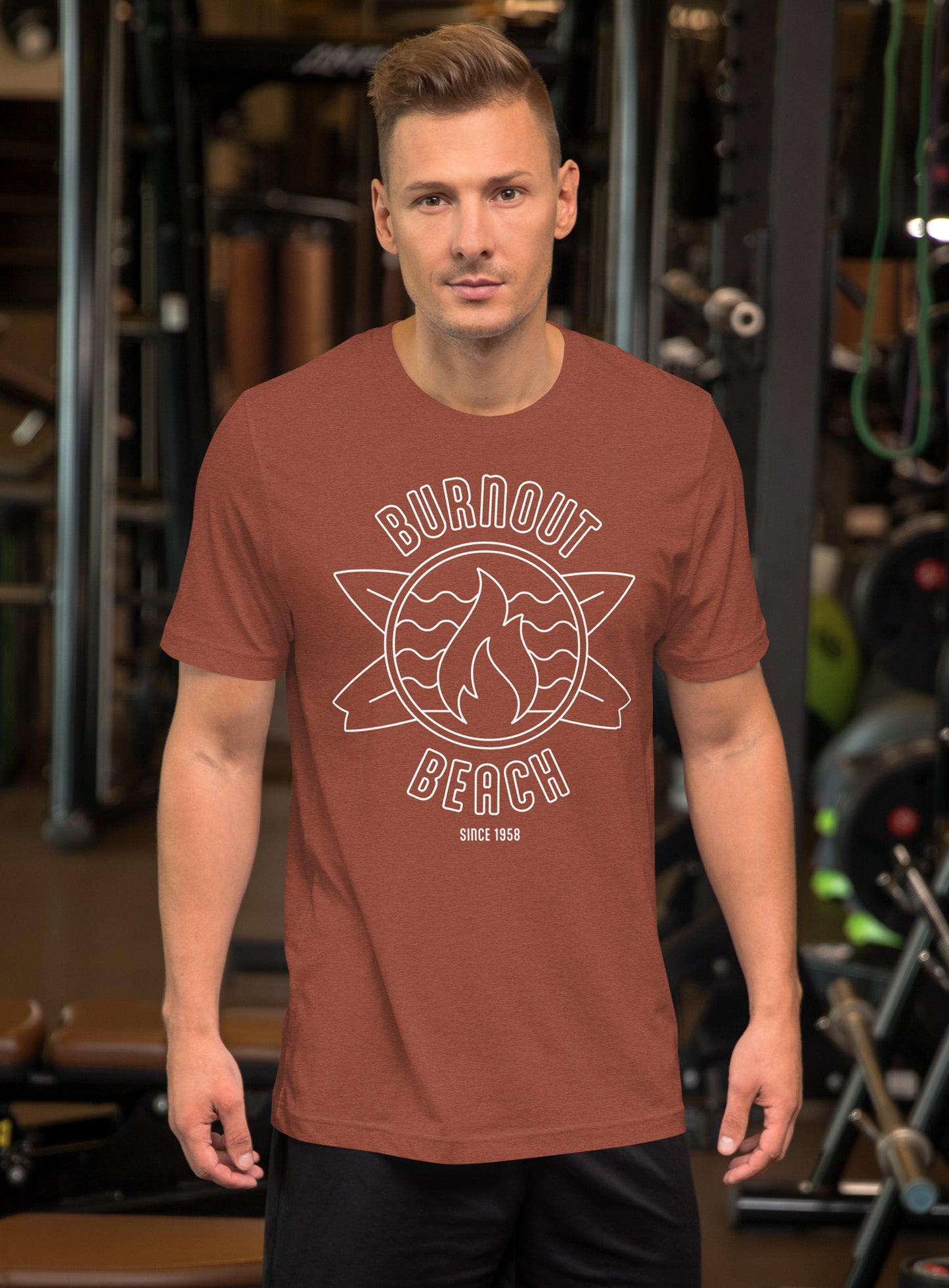 Unisex: Burnout Beach Tee - Heather Clay