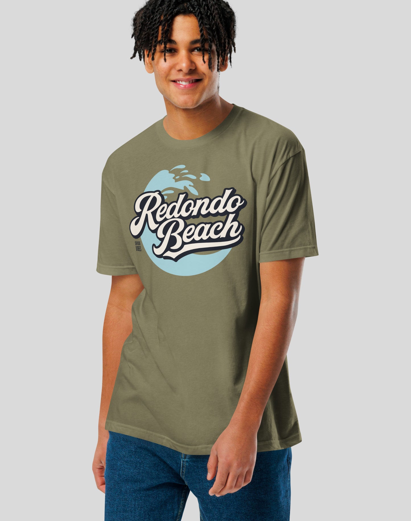 Redondo Beach Retro Wave Tee - Cotton Blend | Military Green