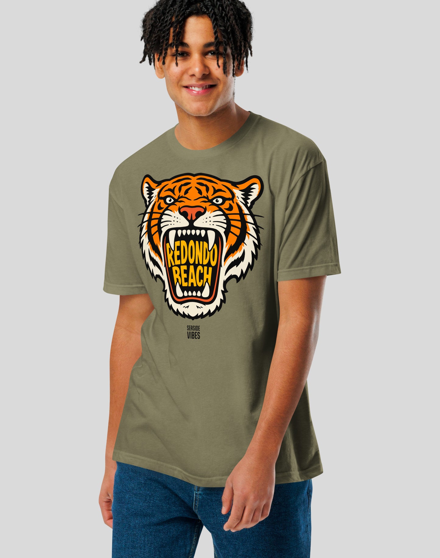 Redondo Beach AF Tiger Tee - Cotton Blend | Military Green