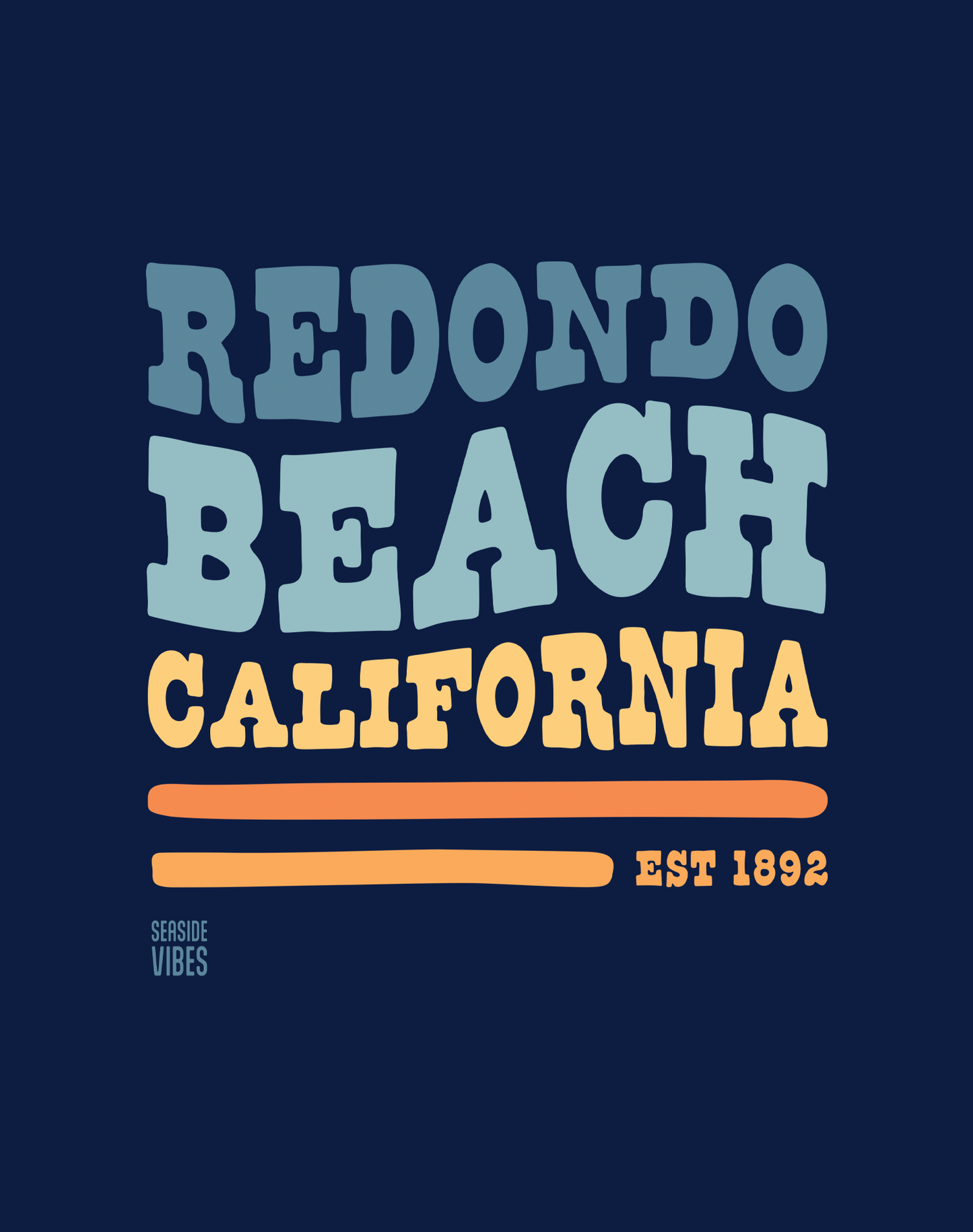 V-Neck: Redondo Beach Vibes Tee | Heather Navy