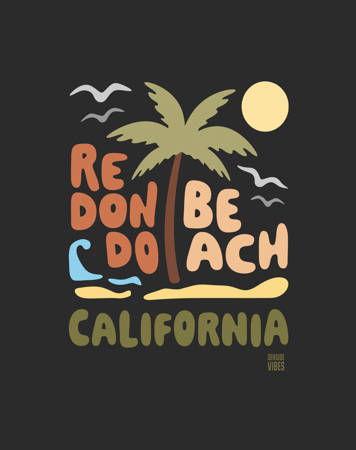 V-Neck: Redondo Beach Palm Tee | Dark Grey Heather