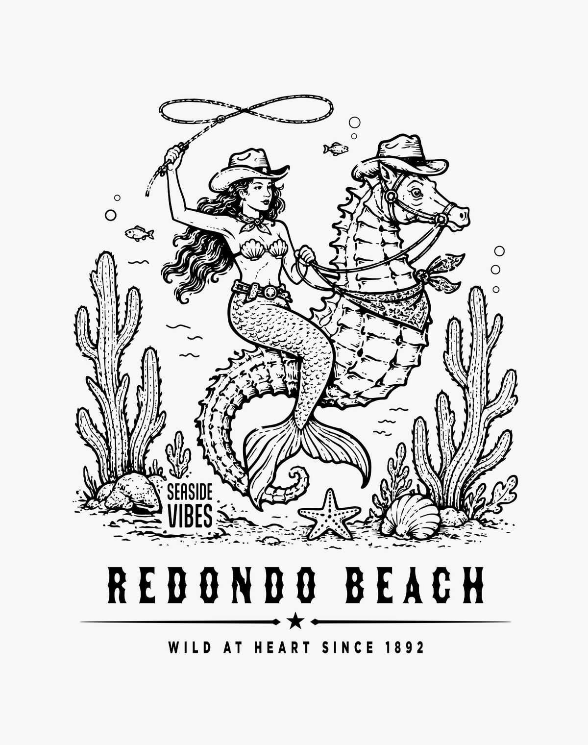 V-Neck: Redondo Beach Wild at Heart Since 1892 Tee | White
