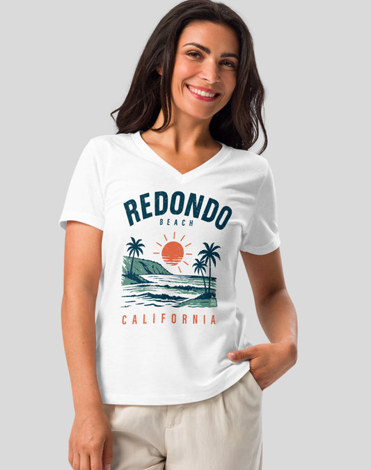 V-Neck: Redondo Beach Vintage Surf Tee | White