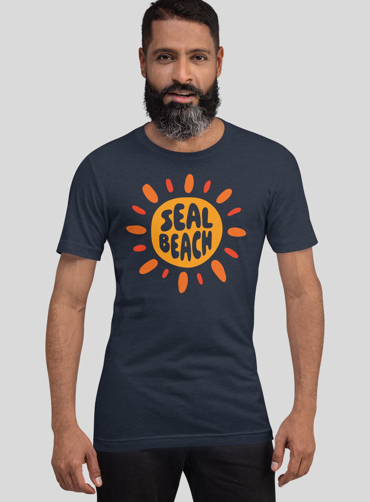 Unisex: Seal Beach Sunburst Tee - Heather Navy