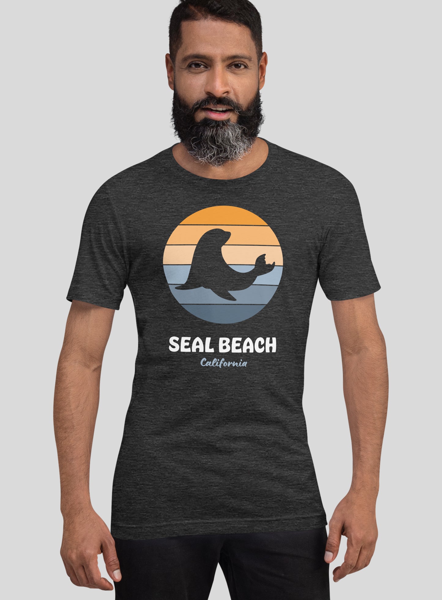 Unisex: Seal Beach Sunset Tee - Dark Grey Heather