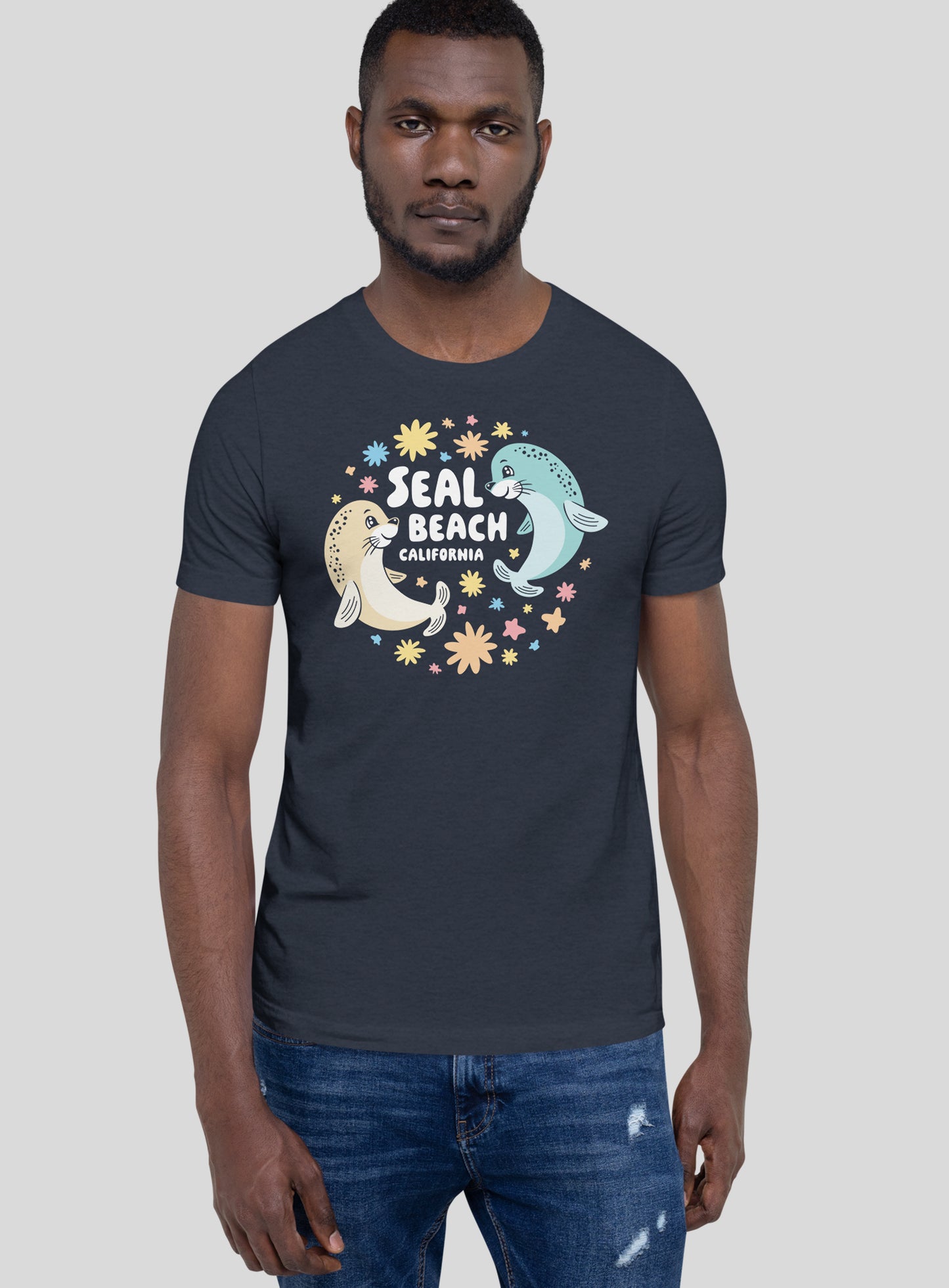 Unisex: Seal Beach Bliss Tee - Heather Navy