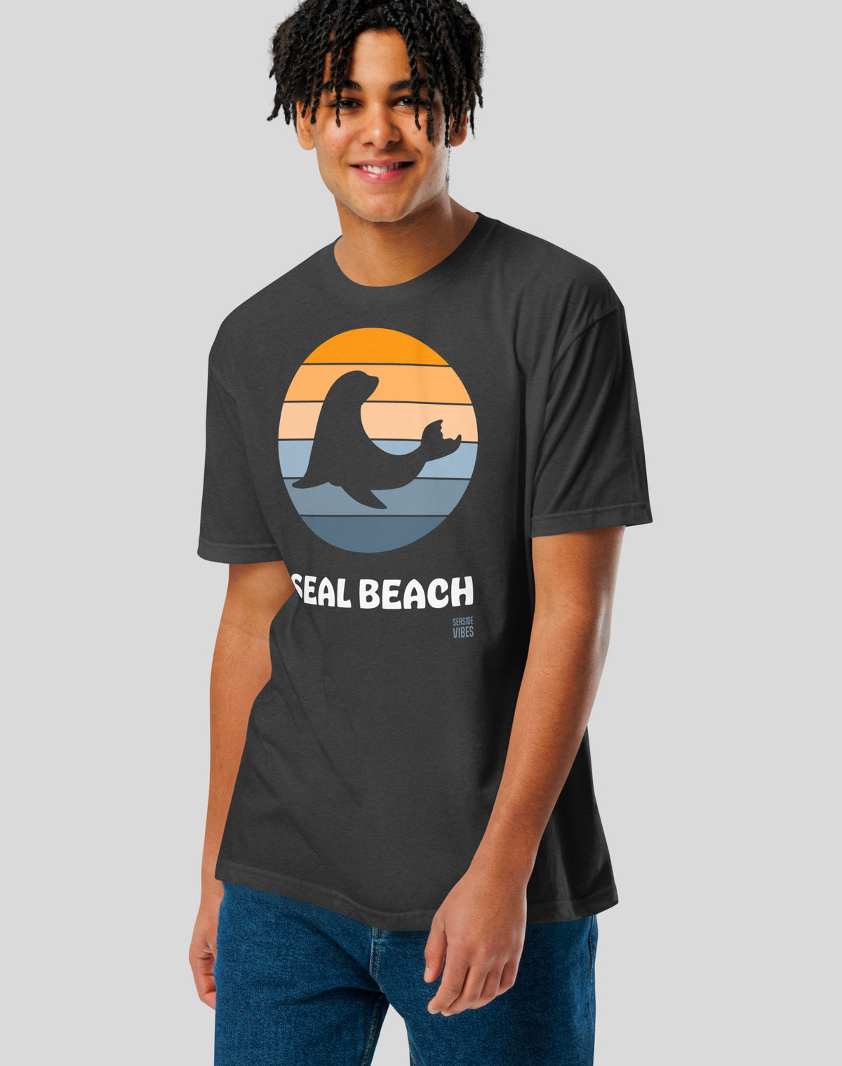 Seal Beach Sunset Tee - Cotton Blend | Charcoal