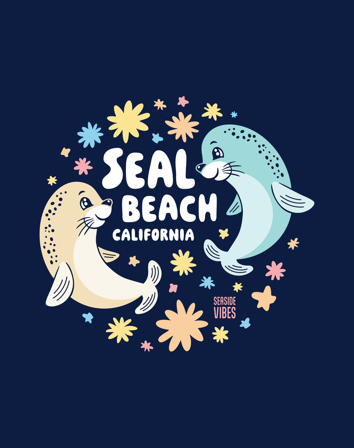 V-Neck: Seal Beach Bliss Tee - Heather Navy