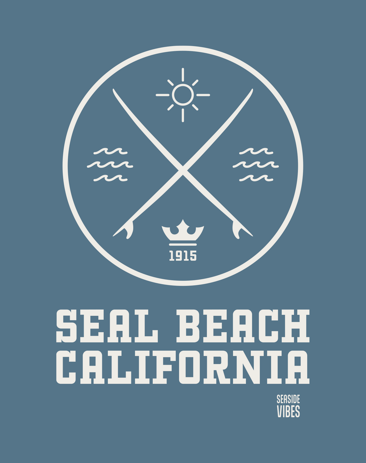 V-Neck: Seal Beach Surf Tee - Heather Slate