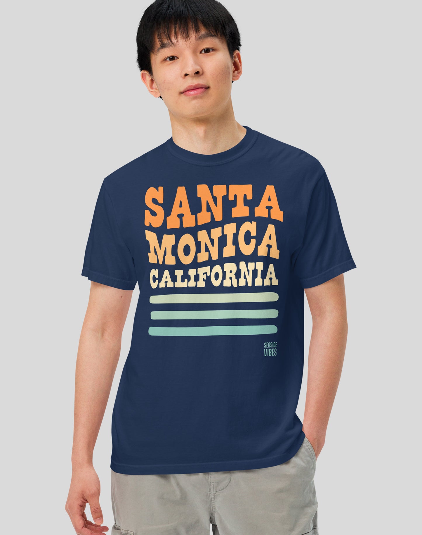 Unisex: Santa Monica Vibes Tee - 100% Cotton | True Navy