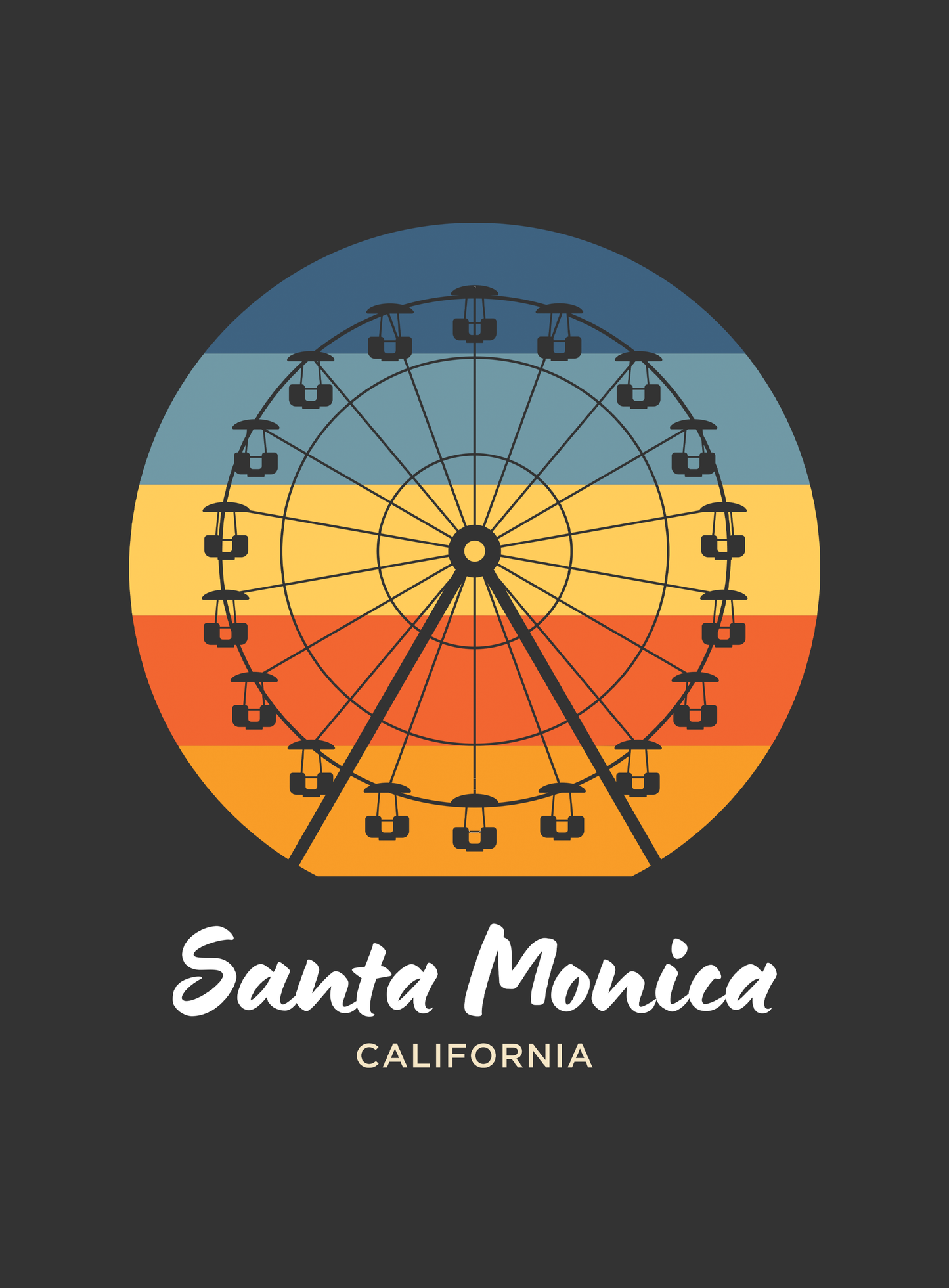 Unisex: Santa Monica Pacific Wheel Tee - Dark Grey Heather