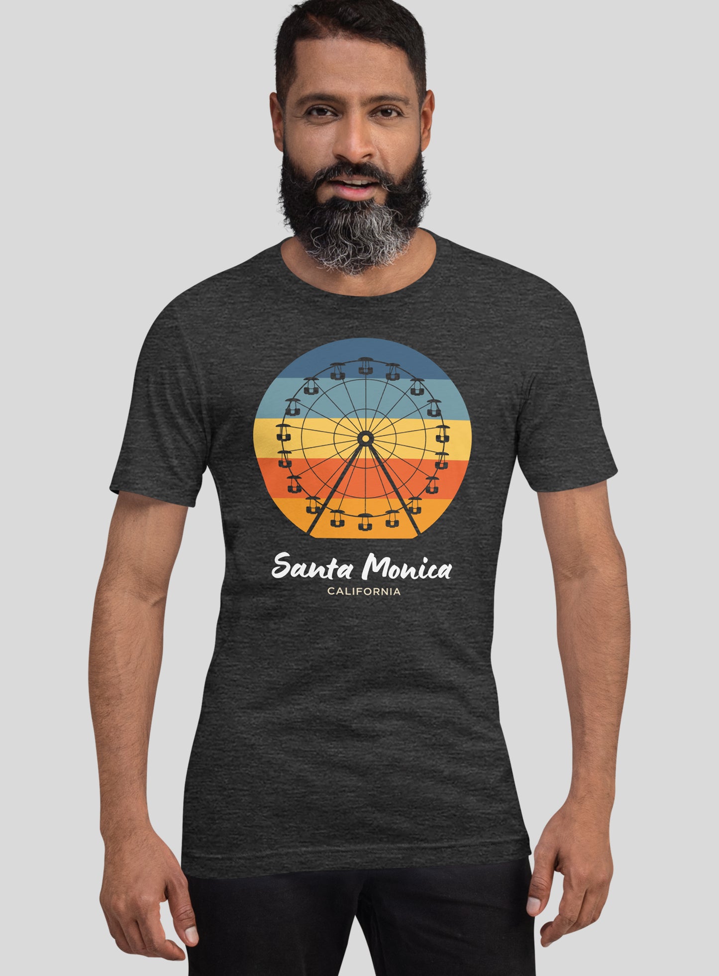 Unisex: Santa Monica Pacific Wheel Tee - Dark Grey Heather