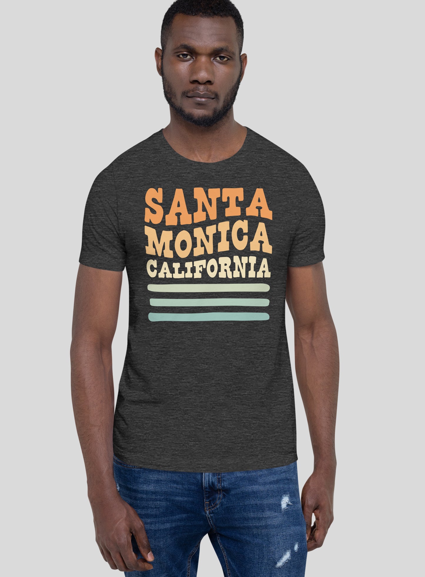 Unisex: Santa Monica Waves Tee - Dark Grey Heather