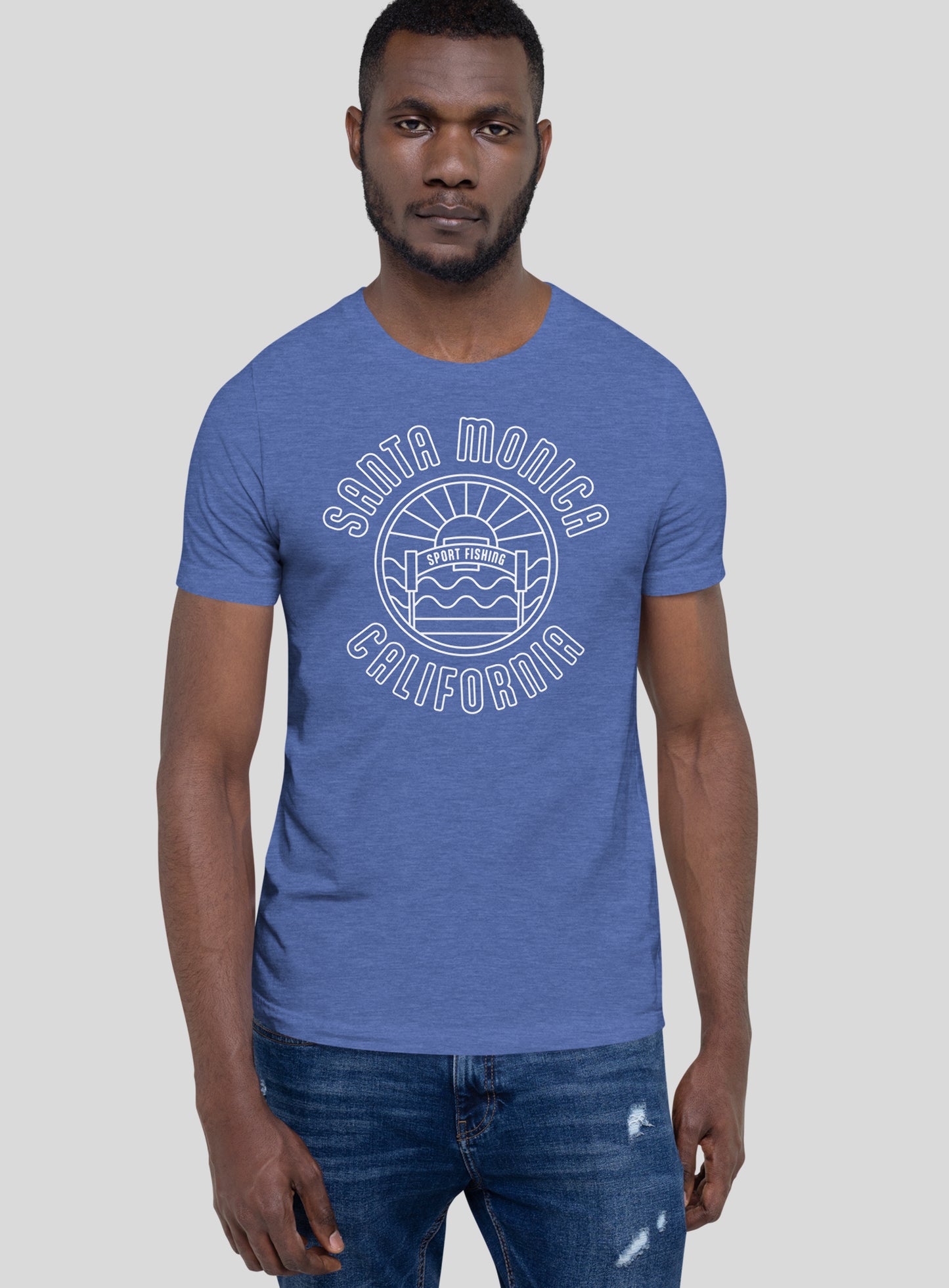 Unisex: Santa Monica Sunset Tee - Heather True Royal