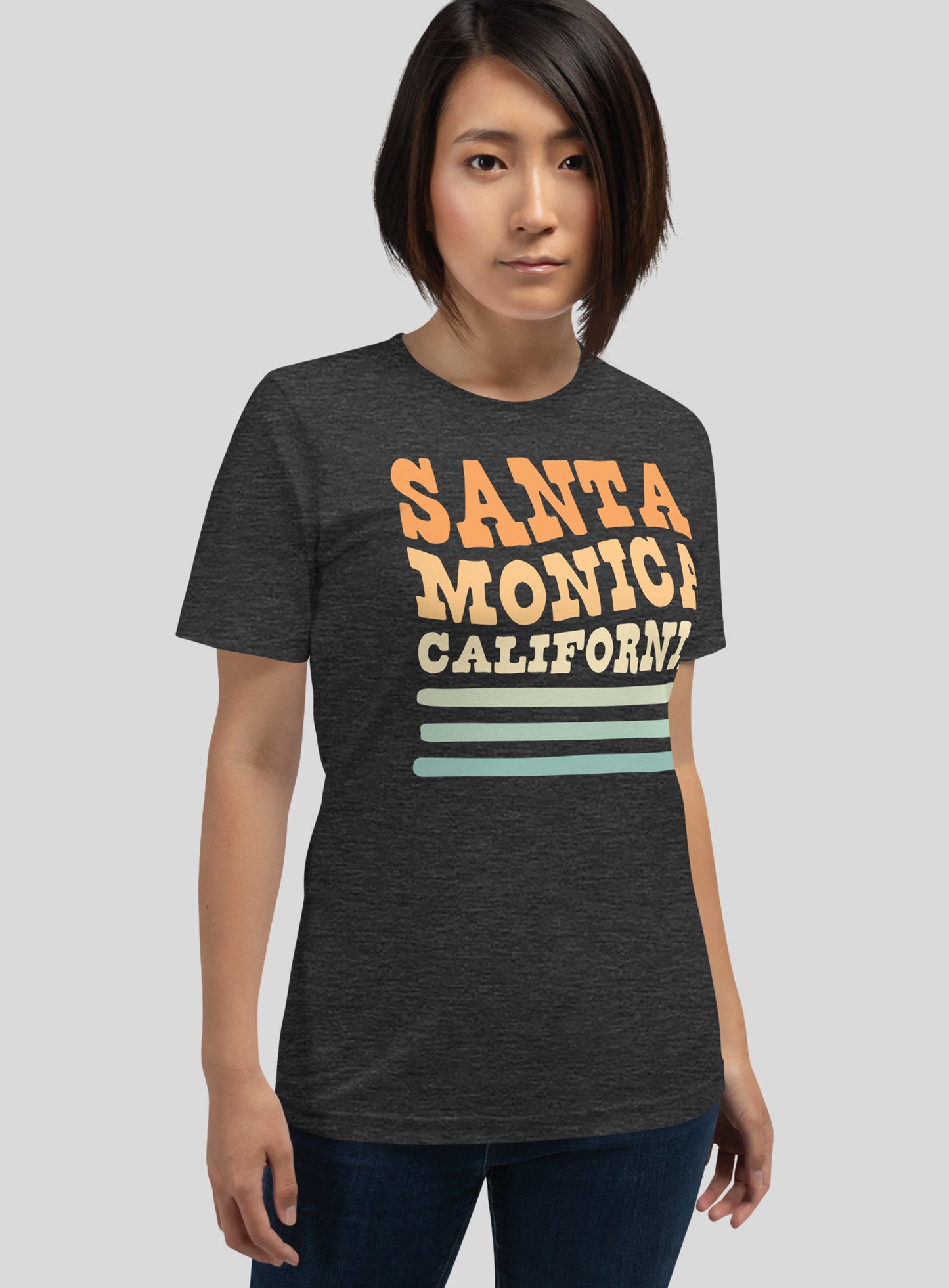 Unisex: Santa Monica Waves Tee - Dark Grey Heather