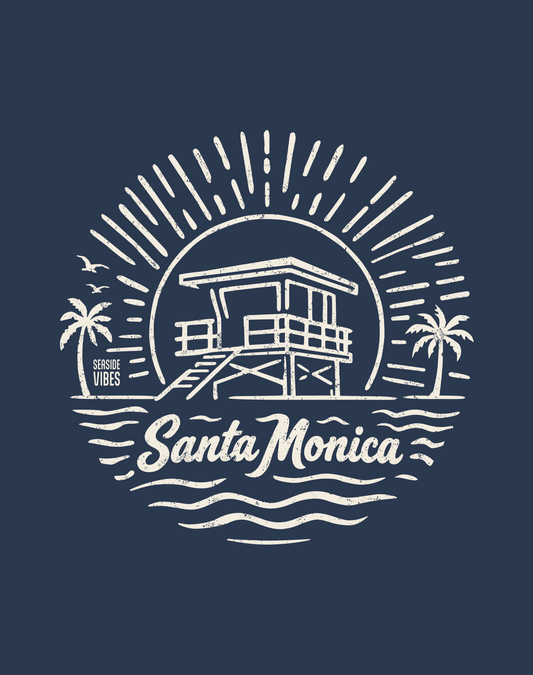 Santa Monica Sunrise Session Tee - Cotton Blend | Midnight Navy