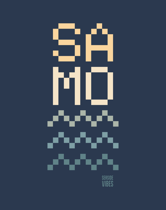 Santa Monica SAMO Pixel Tee - Cotton Blend | Midnight Navy
